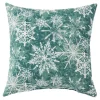 18" Green And White Evergreen Christmas Square Throw Pillow