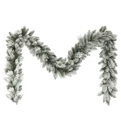 9' Green And White Flocked Spruce Garland With 160 Tips