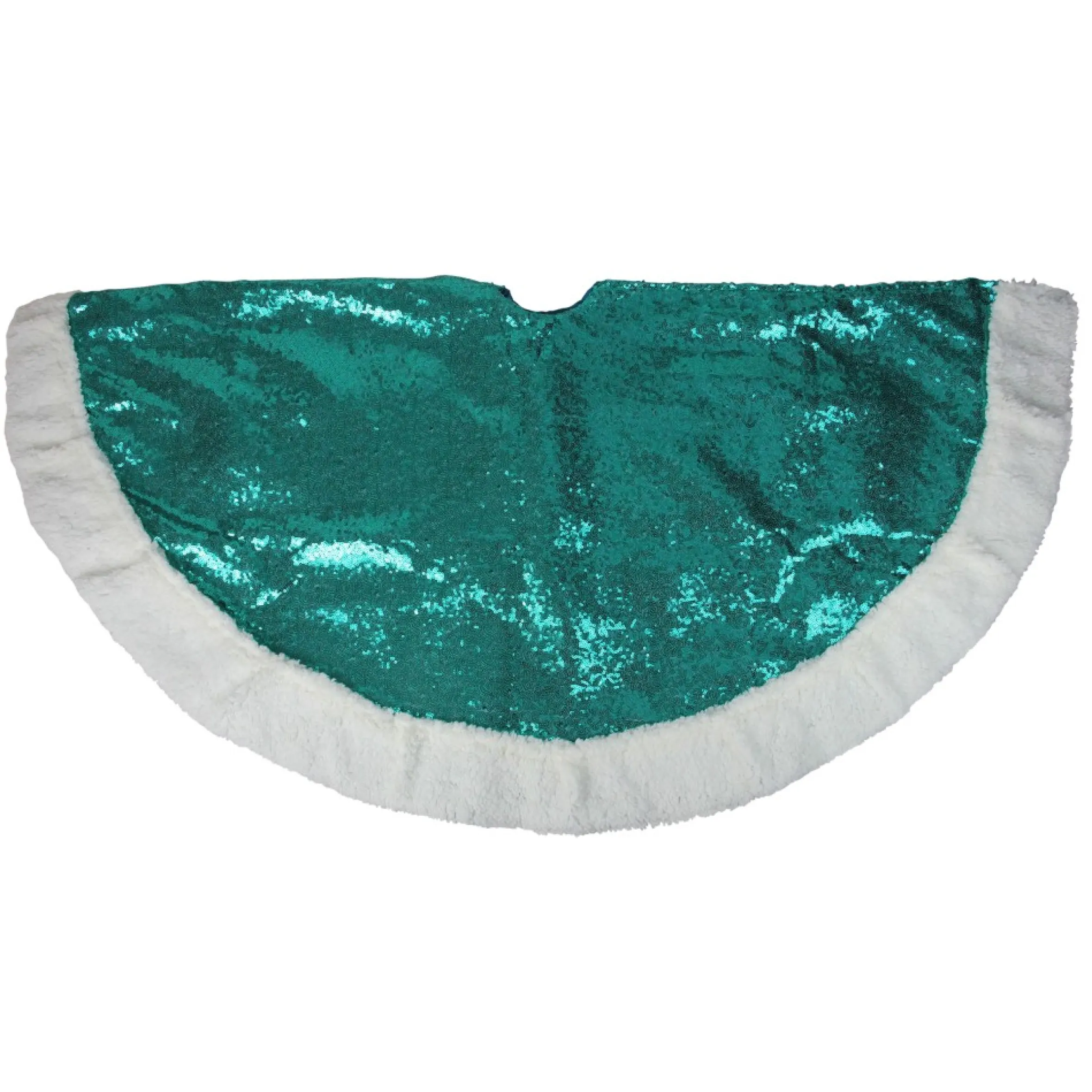 47" Green And White Paillette Sequins Christmas Tree Skirt