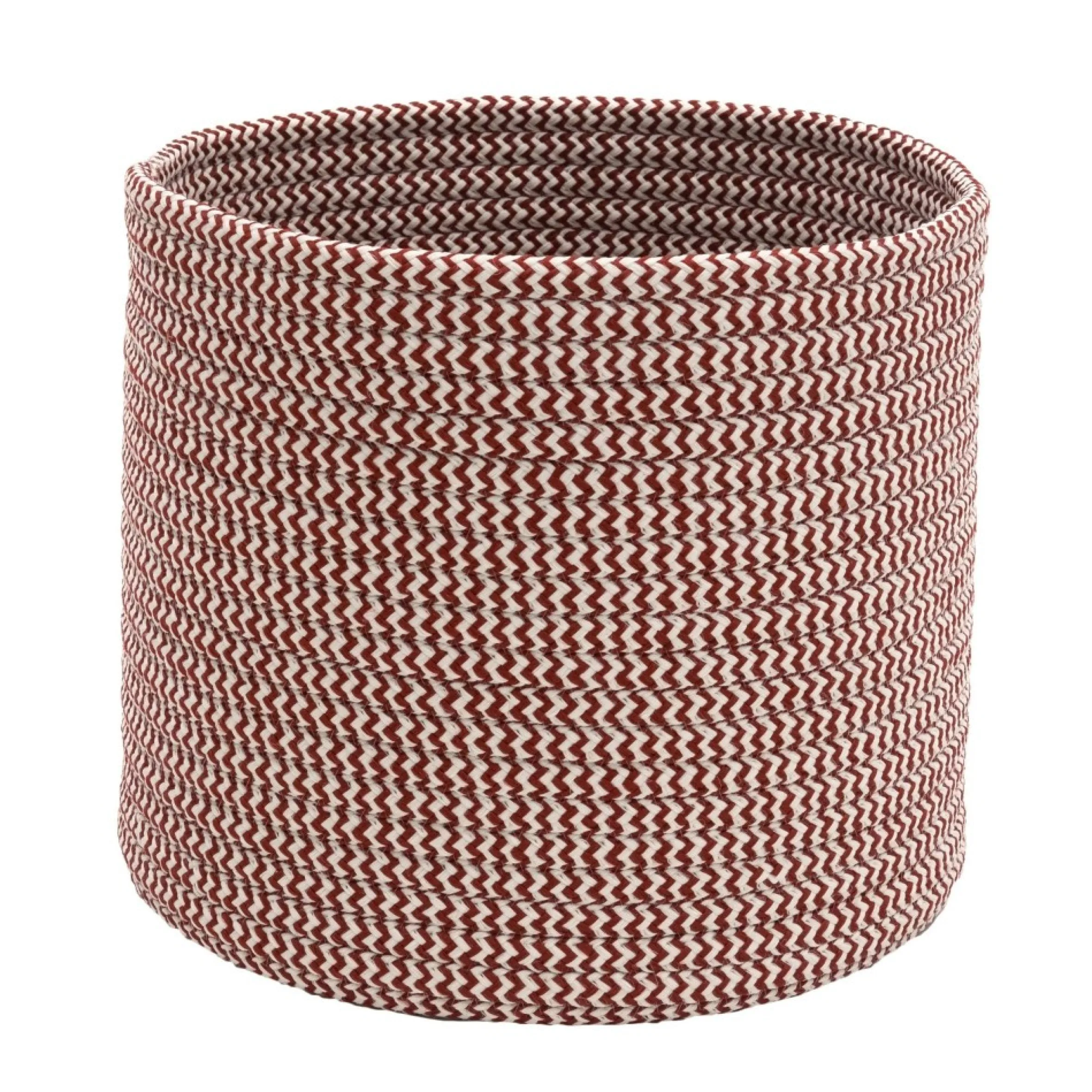 12" Green Braided Zig-Zag Christmas Woven Storage Basket
