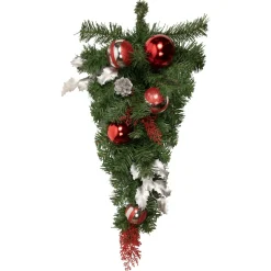 24" Green Cedar Artificial Christmas Teardrop Swag, Unlit