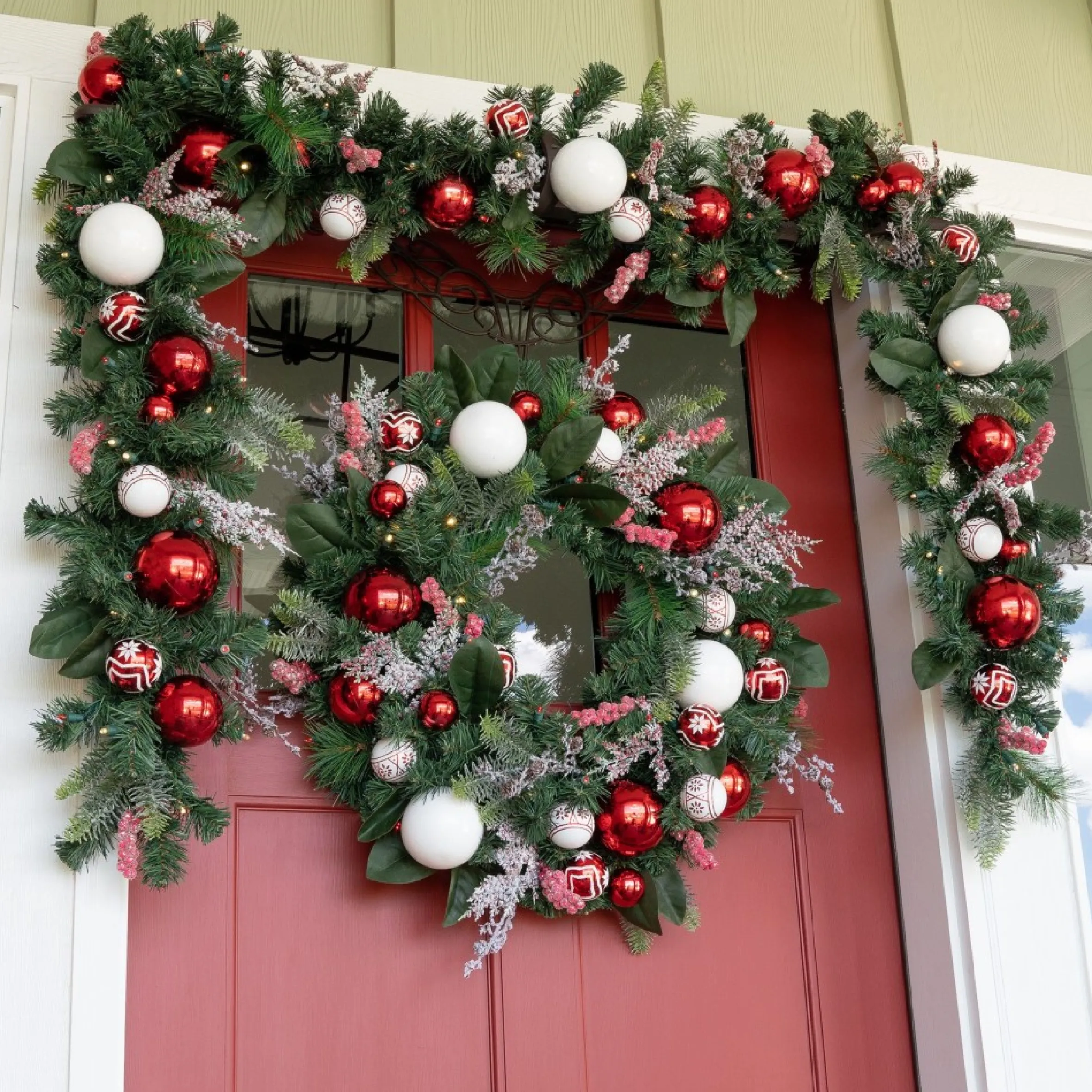 30" Green Christmas Nordic Led Artificial Wreath - Pre-Lit