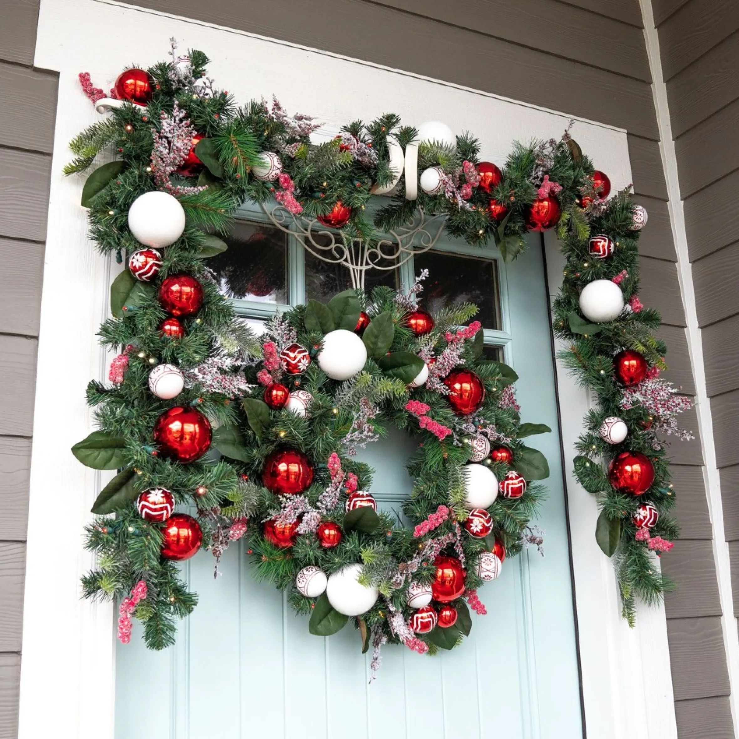 30" Green Christmas Nordic Led Artificial Wreath - Pre-Lit