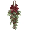 32" Green Fir And Berry Christmas Teardrop, Unlit