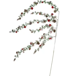 40" Green Frosted Pine Cones And Bells Artificial Christmas Spray