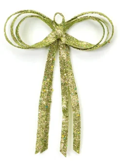 12" Green Glitter Drenched Bow Christmas Wall Decor