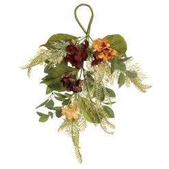 20" Green Harvest Eucalyptus And Moody Flower Swag, Unlit