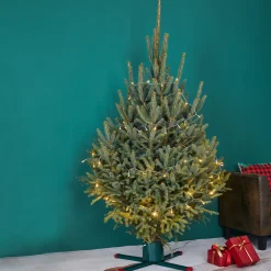 Green Metal Live Christmas Tree Stand - For Trees Up To 9Ft Tall