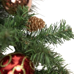 Green Mixed Foliage And Ornaments Artificial Christmas Wreath, 30-Inch, Unlit