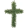 22" Green Pine Artificial Cross Shape Wreath With Ground Stake - Unlit