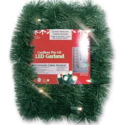 18' Green Pre-Lit Led Battery Operated Sparkling Artificial Christmas Garland