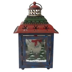 Green, Red And Blue Snowman Christmas Candle Lantern 11