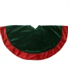 18" Green Round Mini Christmas Tree Skirt With Red Trim