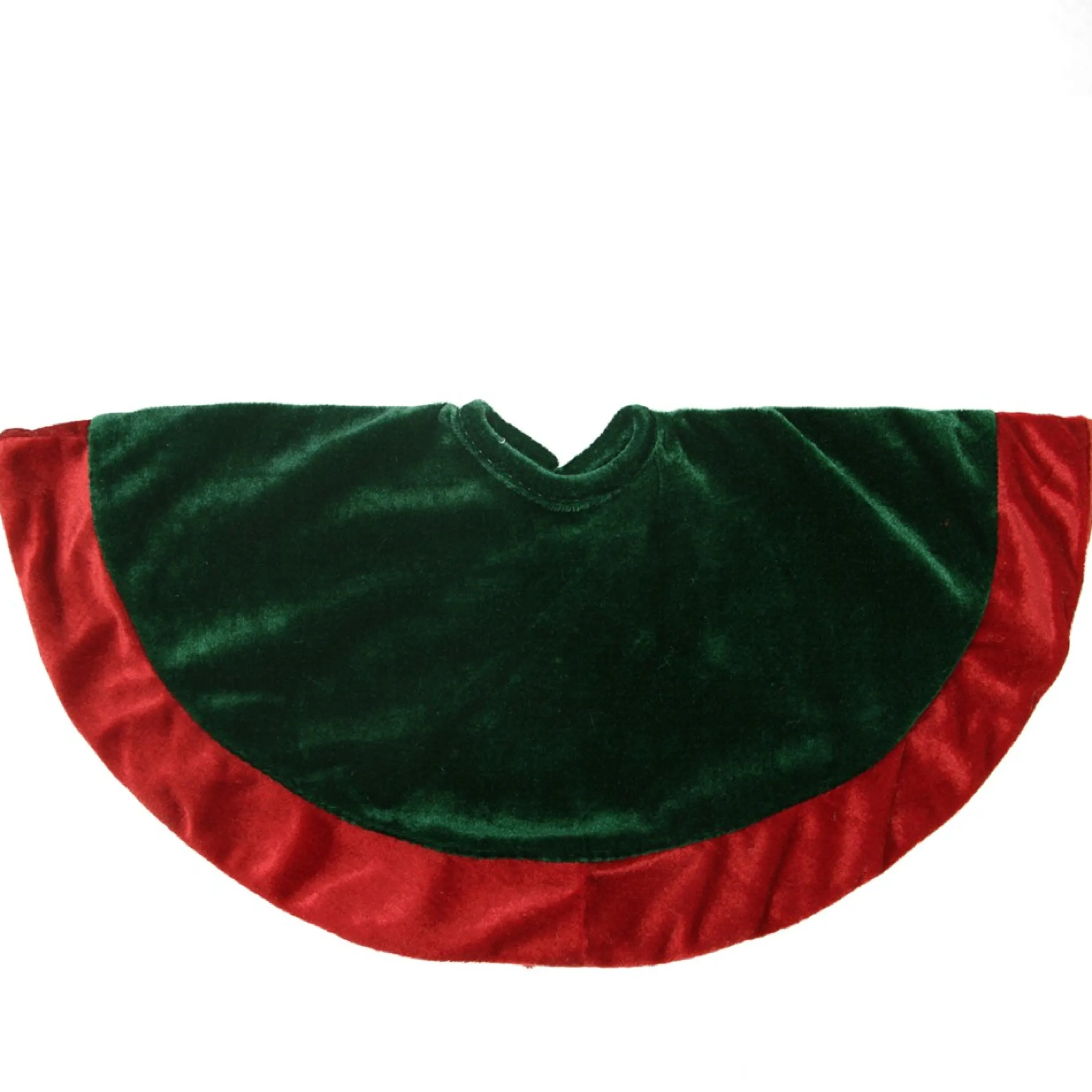 18" Green Round Mini Christmas Tree Skirt With Red Trim