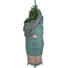 89" Green Upright Christmas Tree Medium Storage Bag With Rolling Tree Stand