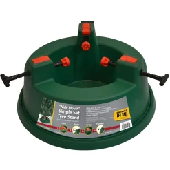 Green Wide Mouth Simple Set Live Christmas Tree Stand - Holds Trees Up To 6Ft