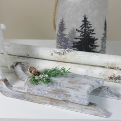 15" Grey Distressed Finish Christmas Sled Wall Hanging
