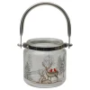 4" Hand-Painted Pine Trees And Deer Flameless Glass Christmas Candle Holder