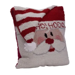 14" Ho Ho Ho Hand Hooked Santa Claus Christmas Throw Pillow