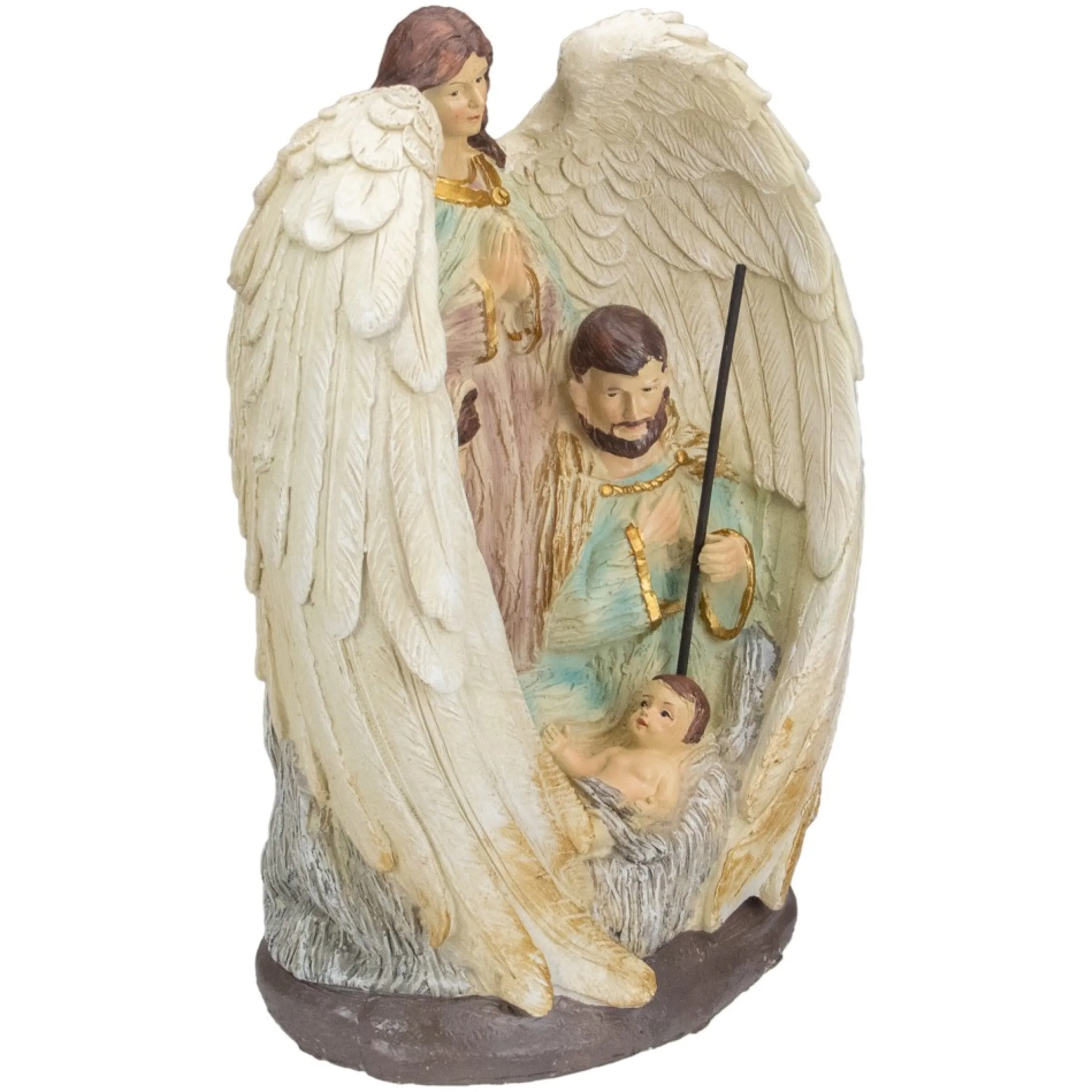 11.25" Holy Family And Angel Christmas Nativity Decoration