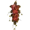 35" Hydrangea And Berries Artificial Fall Harvest Teardrop Swag, Unlit