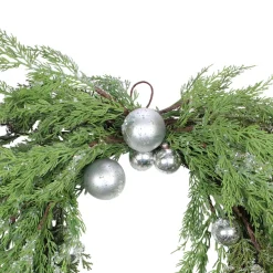 Iced Cedar Ornaments And Bells Artificial Christmas Wreath - 24-Inch, Unlit