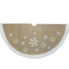 48-Inch Beige And White Snowflake Embroidered Christmas Tree Skirt