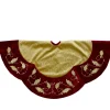 48-Inch Gold And Burgundy Velvet Christmas Tree Skirt