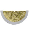 20-Inch Gold And White Metallic Snowflake Print Mini Christmas Tree Skirt