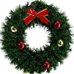 17-Inch Green Tinsel Artificial Christmas Wreath With Bow - Unlit