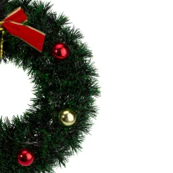 17-Inch Green Tinsel Artificial Christmas Wreath With Bow - Unlit