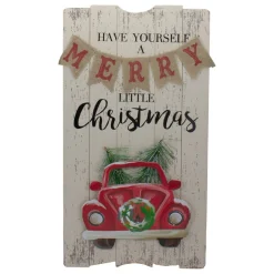 24-Inch Lighted Merry Little Christmas Vintage Red Truck Wall Sign