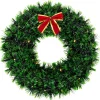 17-Inch Pre-Lit Green Tinsel Artificial Christmas Wreath With Bow - Clear Led Lights