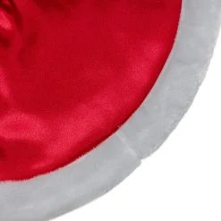 20-Inch Red Satin Mini Christmas Tree Skirt With A White Faux Fur Trim