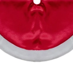 20-Inch Red Satin Mini Christmas Tree Skirt With A White Faux Fur Trim
