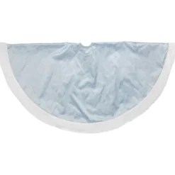 48-Inch Sheer Blue Organza With Glitter Christmas Tree Skirt