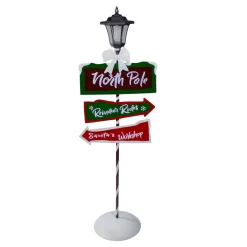 49.75-Inch Solar-Powered North Pole Light Up Lantern Post Christmas Sign