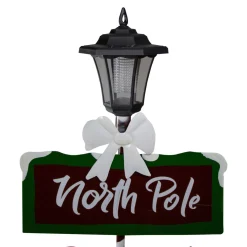 49.75-Inch Solar-Powered North Pole Light Up Lantern Post Christmas Sign