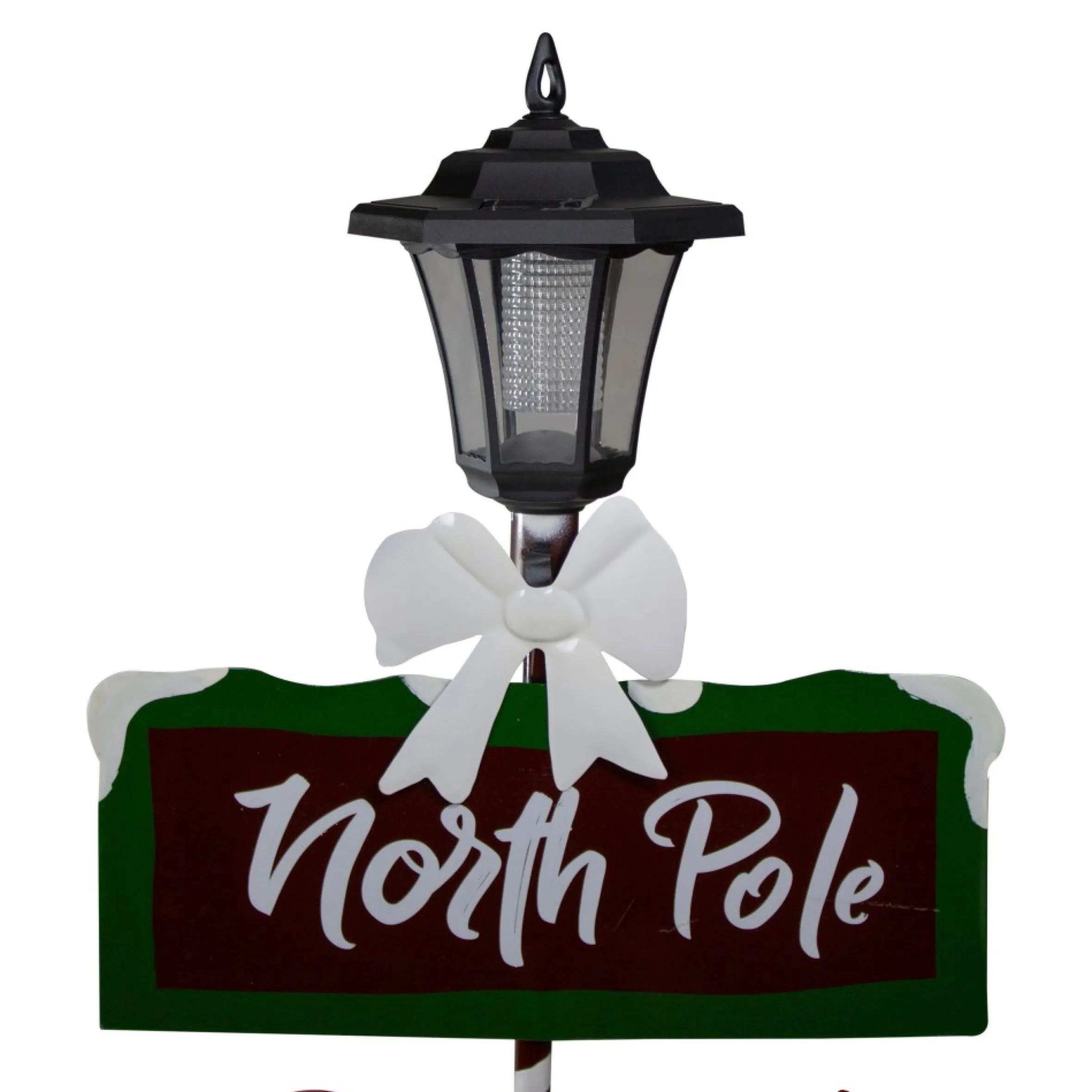 49.75-Inch Solar-Powered North Pole Light Up Lantern Post Christmas Sign
