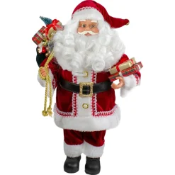 18-Inch Standing Curly Beard Santa Christmas Figure With Presents
