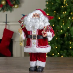 18-Inch Standing Curly Beard Santa Christmas Figure With Presents