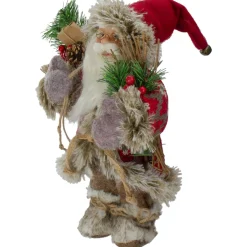 12-Inch Standing Outdoor Santa Christmas Figure With Fur Boots And Presents