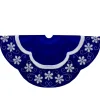 48-Inch Velvet Royal Blue And White Snowflake Christmas Tree Skirt