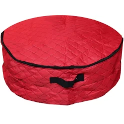 2-In-1 Quilted Red Zip Up Christmas Garland And Wreath Storage Bag 36"