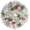 14In White Wooden Flower And Pinecone Christmas Wreath