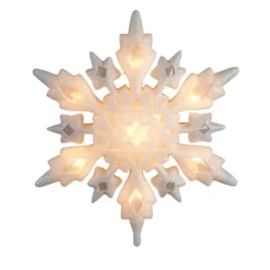 Iridescent Glitter 3-Dimensional Snowflake Christmas Tree Topper - Clear Lights