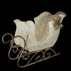 39.25" Ivory And Gold Sleigh Outdoor Christmas Decoration