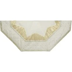 52" Ivory And Gold With Quilted Border Hexagonal Shaped Christmas Tree Skirt