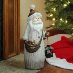 19.75" Ivory Santa With Tea Light Candle Lantern Christmas Figurine