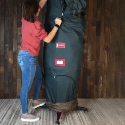 Large Adjustable Upright Christmas Tree Protective Storage Bag W/ 2 Way Rolling - Hold Up To 9' Trees